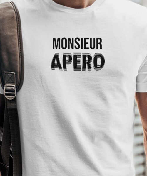 T-Shirt Blanc Monsieur apéro face Pour homme-1