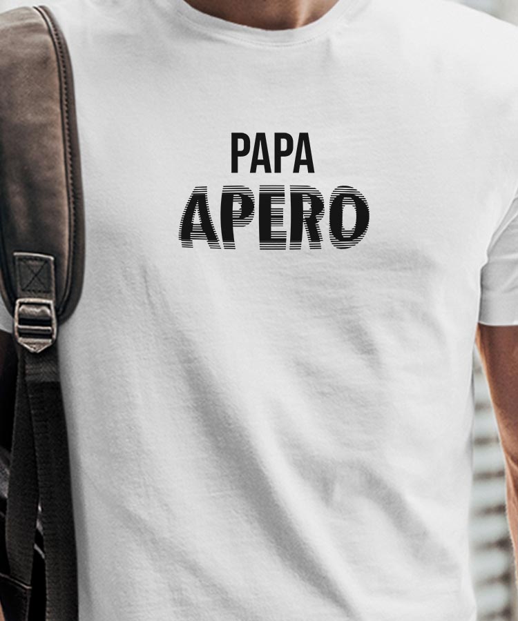 T-Shirt Blanc Papa apéro face Pour homme-1
