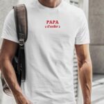 T-Shirt Blanc Papa d'enfer Pour homme-2