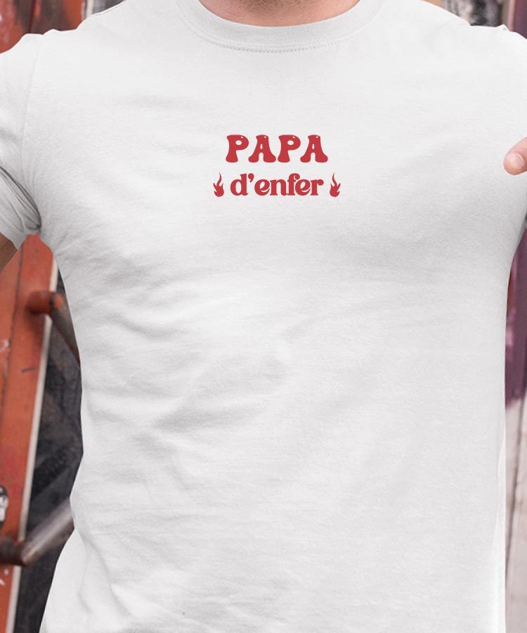 T-Shirt Blanc Papa d'enfer Pour homme-1