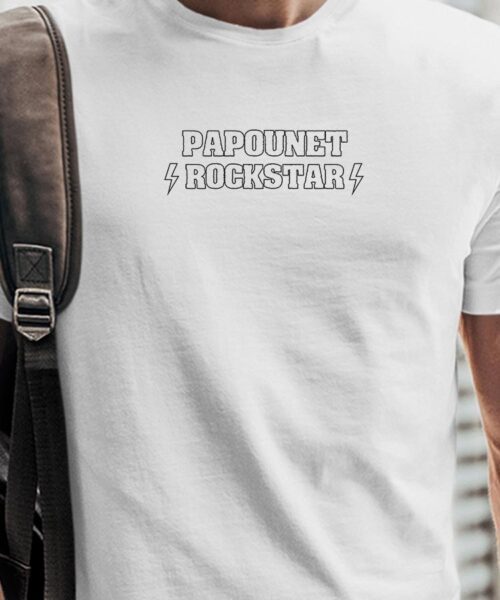 T-Shirt Blanc Papounet ROCKSTAR Pour homme-1