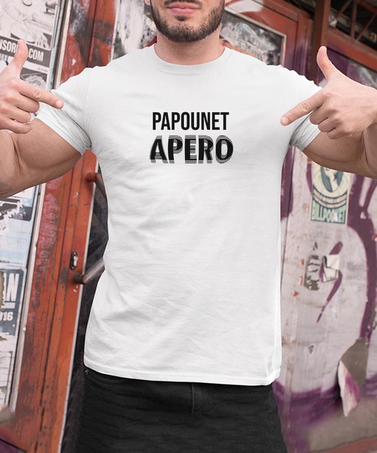 T-Shirt Blanc Papounet apéro face Pour homme-2