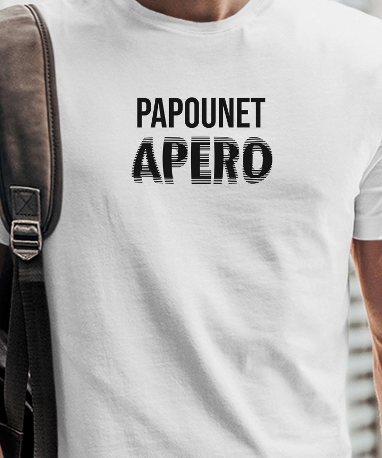 T-Shirt Blanc Papounet apéro face Pour homme-1