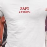 T-Shirt Blanc Papy d'enfer Pour homme-1