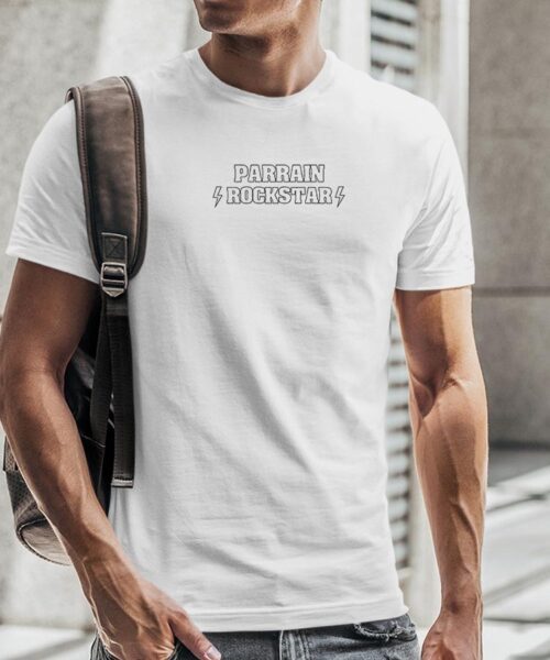 T-Shirt Blanc Parrain ROCKSTAR Pour homme-2