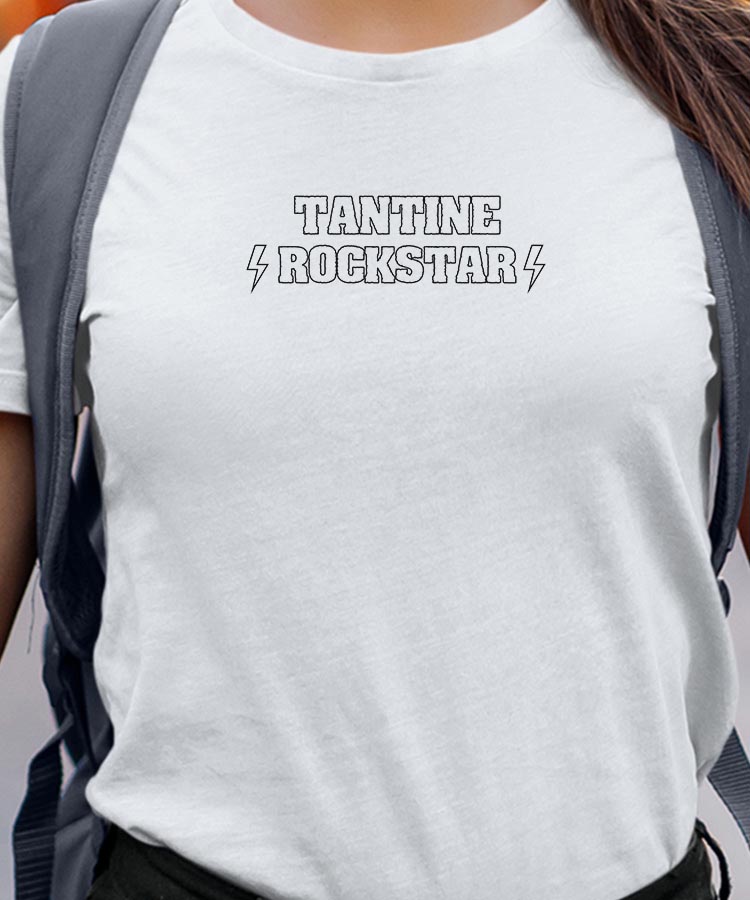 T-Shirt Blanc Tantine ROCKSTAR Pour femme-1