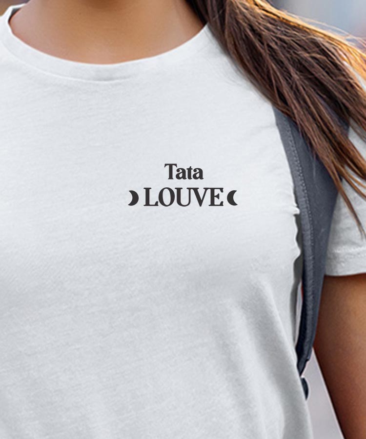 T-Shirt Blanc Tata Louve lune coeur Pour femme-1
