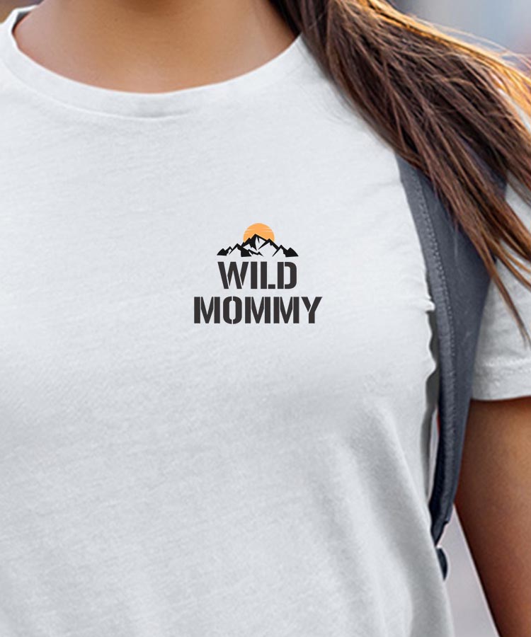 T-Shirt Blanc Wild Mommy coeur Pour femme-1