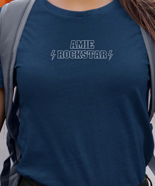 T-Shirt Bleu Marine Amie ROCKSTAR Pour femme-1