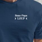 T-Shirt Bleu Marine Beau-Papa Loup lune coeur Pour homme-1