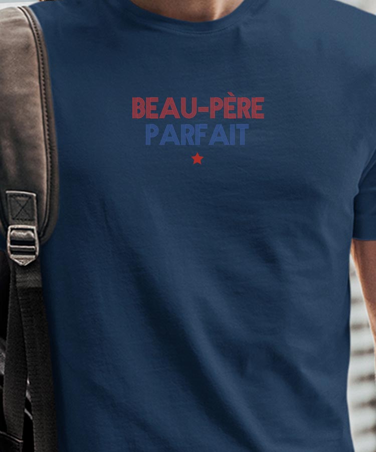T-Shirt Bleu Marine Beau-Père parfait Pour homme-1