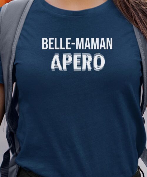 T-Shirt Bleu Marine Belle-Maman apéro face Pour femme-1