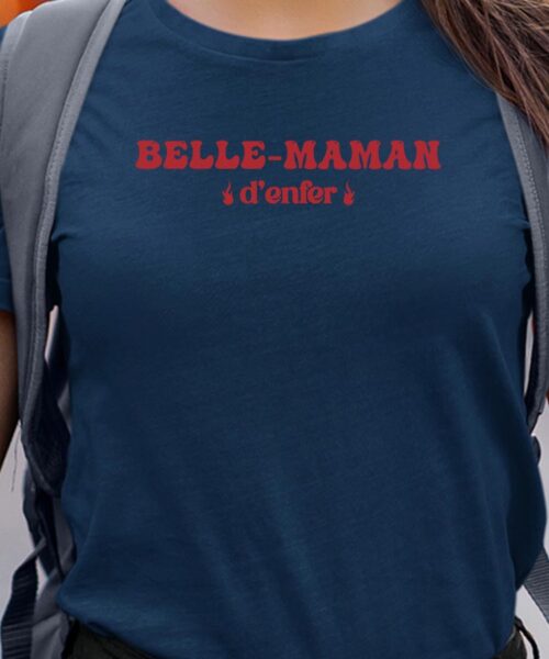 T-Shirt Bleu Marine Belle-Maman d'enfer Pour femme-1
