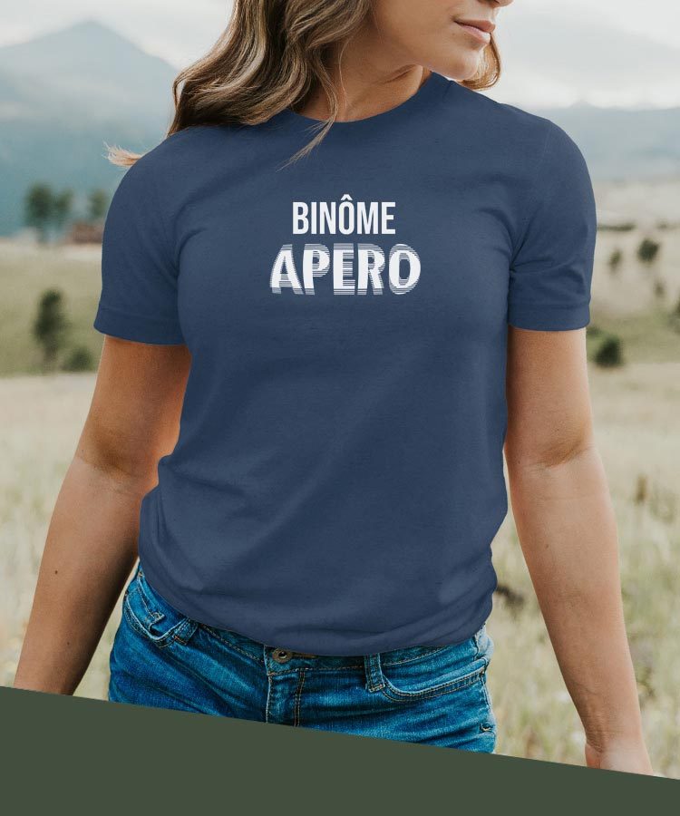 T-Shirt Bleu Marine Binôme apéro face Pour femme-2