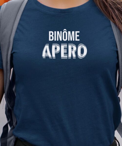 T-Shirt Bleu Marine Binôme apéro face Pour femme-1