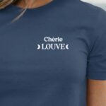T-Shirt Bleu Marine Chérie Louve lune coeur Pour femme-1