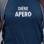 T-Shirt Bleu Marine Chérie apéro face Pour femme-1