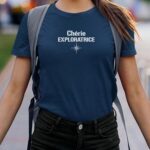 T-Shirt Bleu Marine Chérie exploratrice Pour femme-2