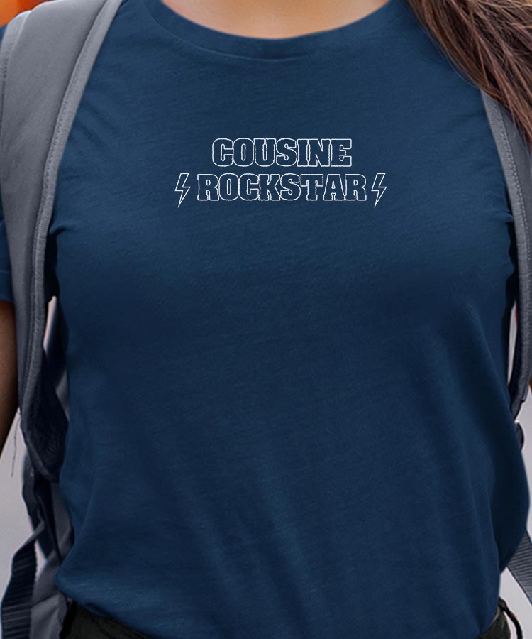 T-Shirt Bleu Marine Cousine ROCKSTAR Pour femme-1