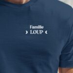 T-Shirt Bleu Marine Famille Loup lune coeur Pour homme-1
