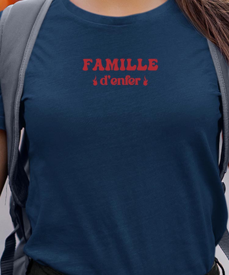 T-Shirt Bleu Marine Famille d'enfer Pour femme-1