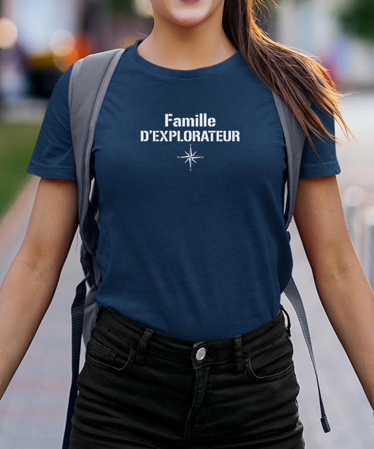 T-Shirt Bleu Marine Famille d'explorateur Pour femme-2