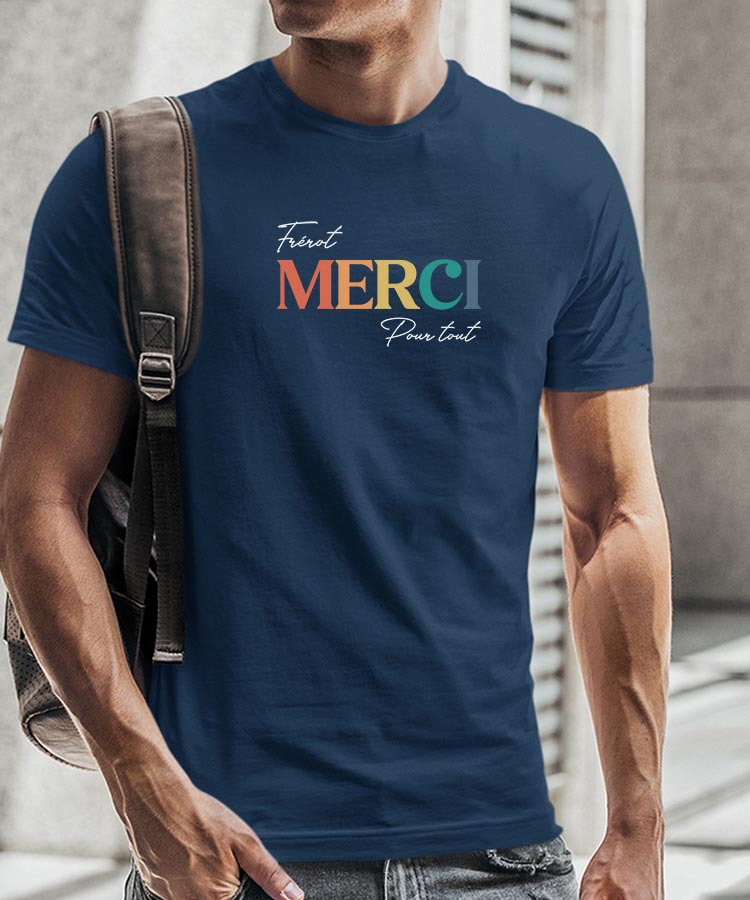 T-Shirt Bleu Marine Frérot merci pour tout Pour homme-2