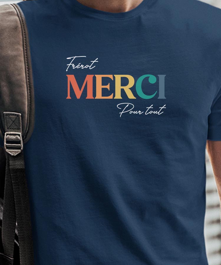 T-Shirt Bleu Marine Frérot merci pour tout Pour homme-1