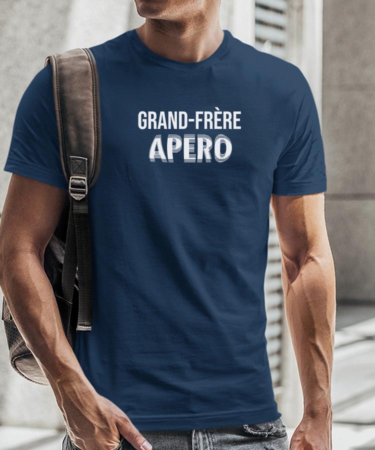T-Shirt Bleu Marine Grand-Frère apéro face Pour homme-2