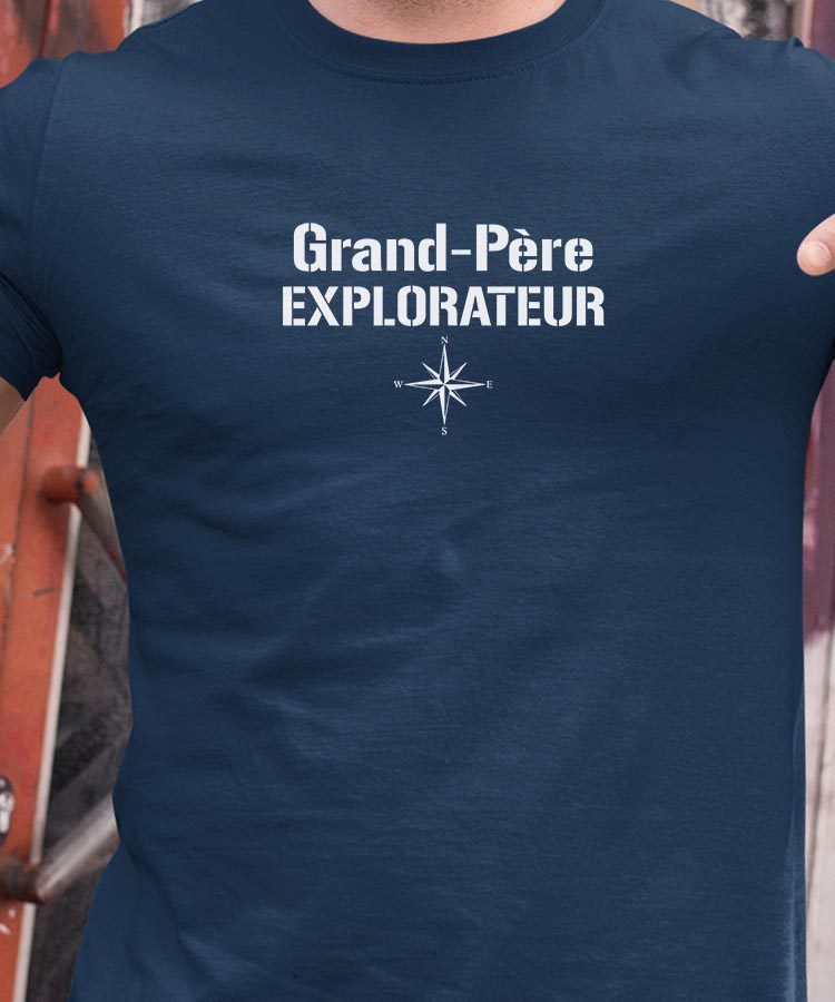 T-Shirt Bleu Marine Grand-Père explorateur Pour homme-1