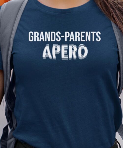 T-Shirt Bleu Marine Grands-Parents apéro face Pour femme-1
