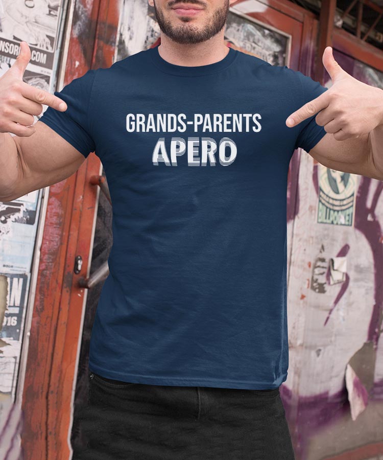 T-Shirt Bleu Marine Grands-Parents apéro face Pour homme-2