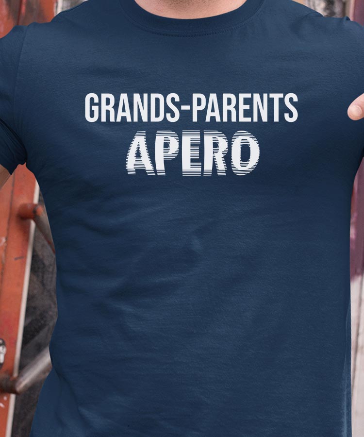 T-Shirt Bleu Marine Grands-Parents apéro face Pour homme-1