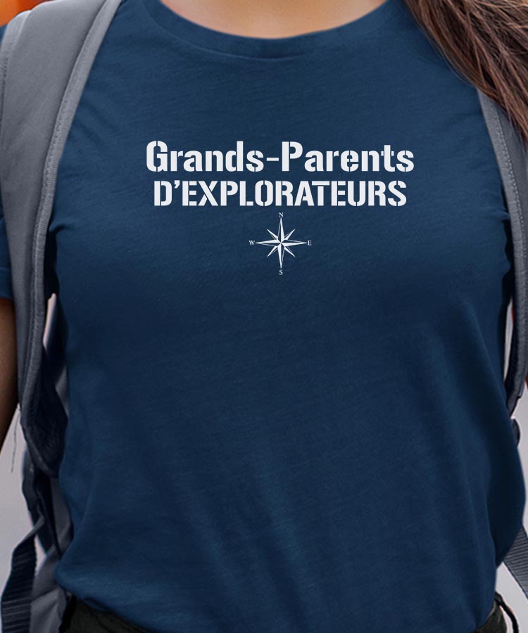 T-Shirt Bleu Marine Grands-Parents d'explorateurs Pour femme-1