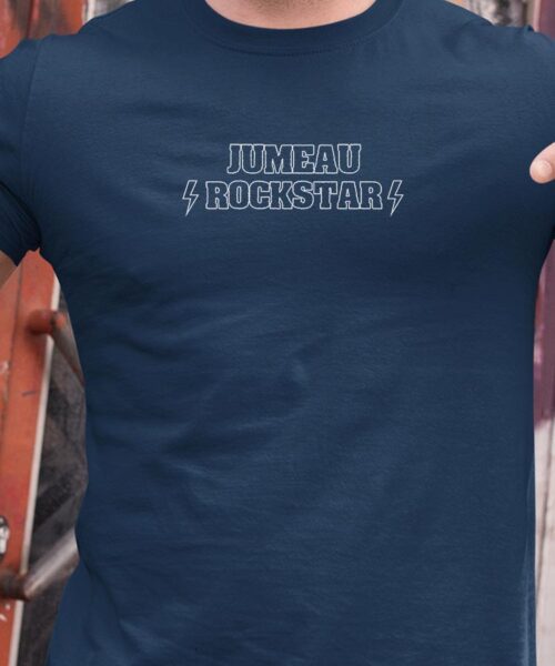 T-Shirt Bleu Marine Jumeau ROCKSTAR Pour homme-1