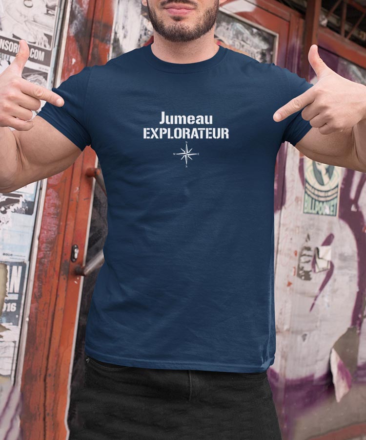 T-Shirt Bleu Marine Jumeau explorateur Pour homme-2