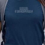 T-Shirt Bleu Marine Mama ROCKSTAR Pour femme-1
