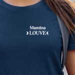 T-Shirt Bleu Marine Mamina Louve lune coeur Pour femme-1