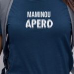 T-Shirt Bleu Marine Maminou apéro face Pour femme-1