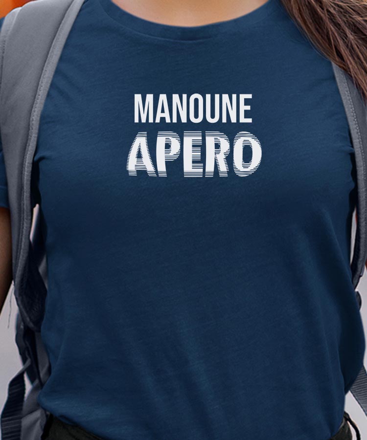T-Shirt Bleu Marine Manoune apéro face Pour femme-1
