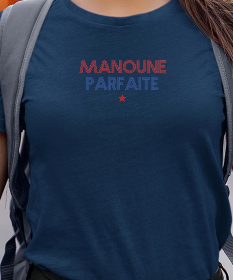 T-Shirt Bleu Marine Manoune parfaite Pour femme-1