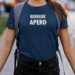T-Shirt Bleu Marine Marraine apéro face Pour femme-2