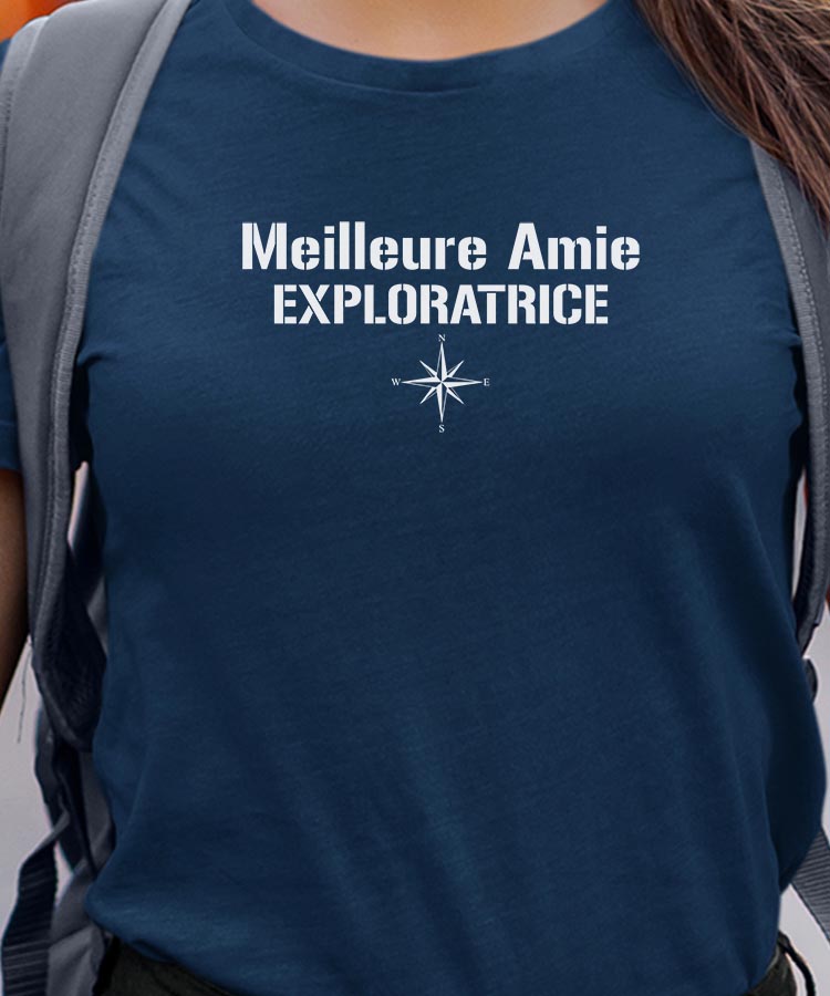 T-Shirt Bleu Marine Meilleure Amie exploratrice Pour femme-1