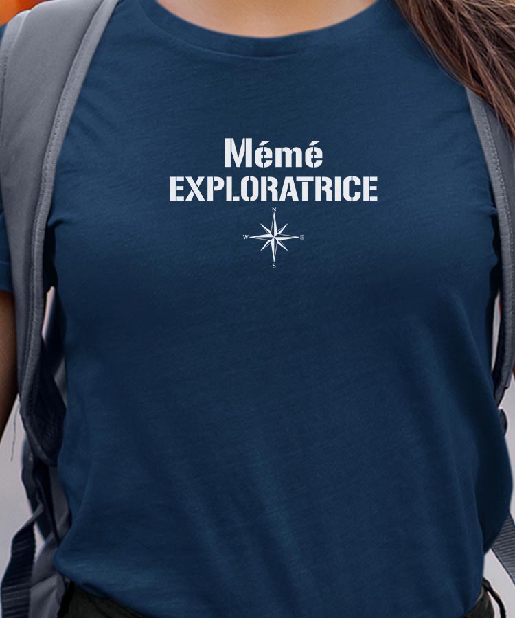 T-Shirt Bleu Marine Mémé exploratrice Pour femme-1