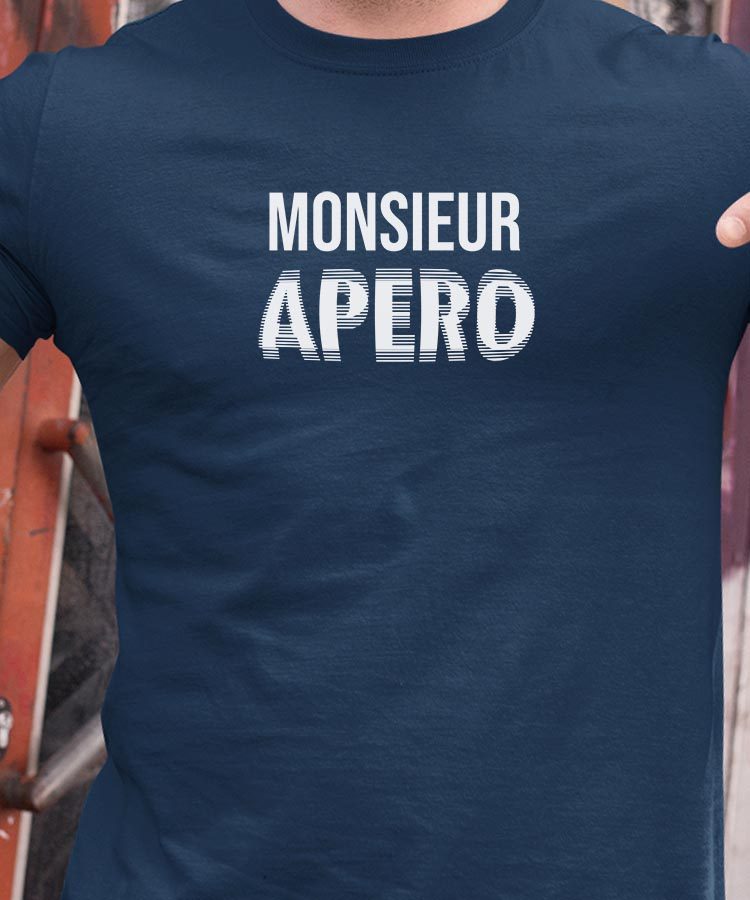 T-Shirt Bleu Marine Monsieur apéro face Pour homme-1