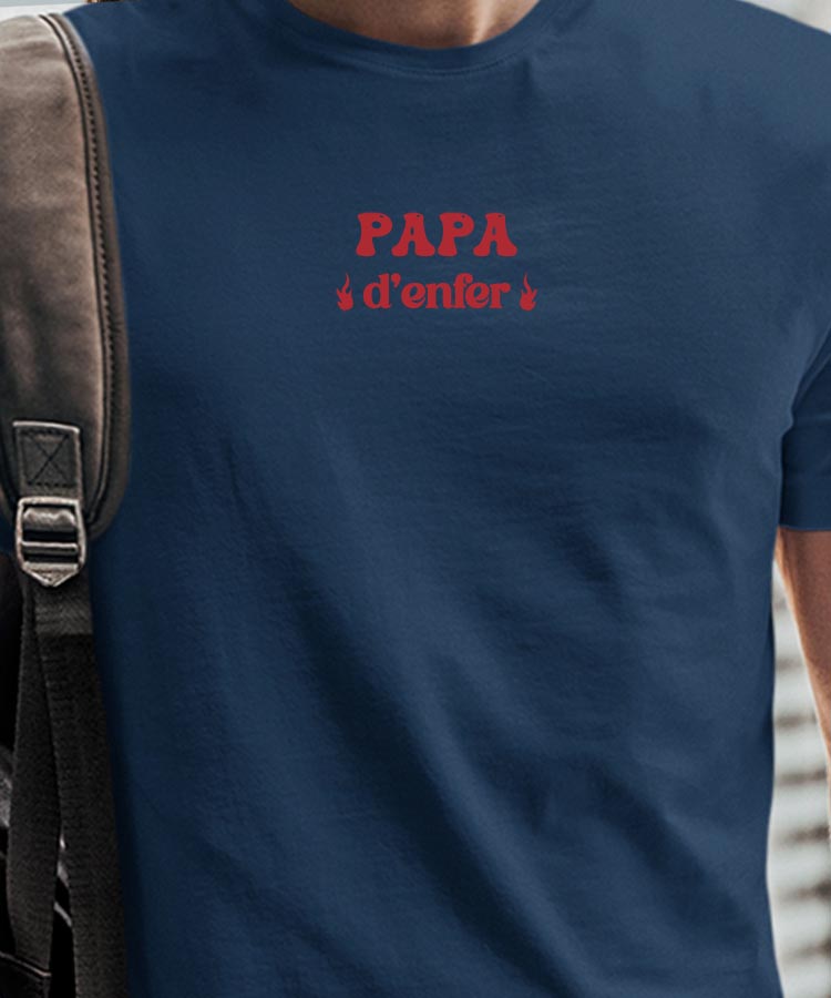 T-Shirt Bleu Marine Papa d'enfer Pour homme-1