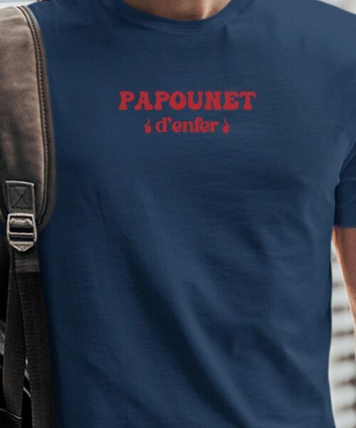 T-Shirt Bleu Marine Papounet d’enfer Pour homme-1
