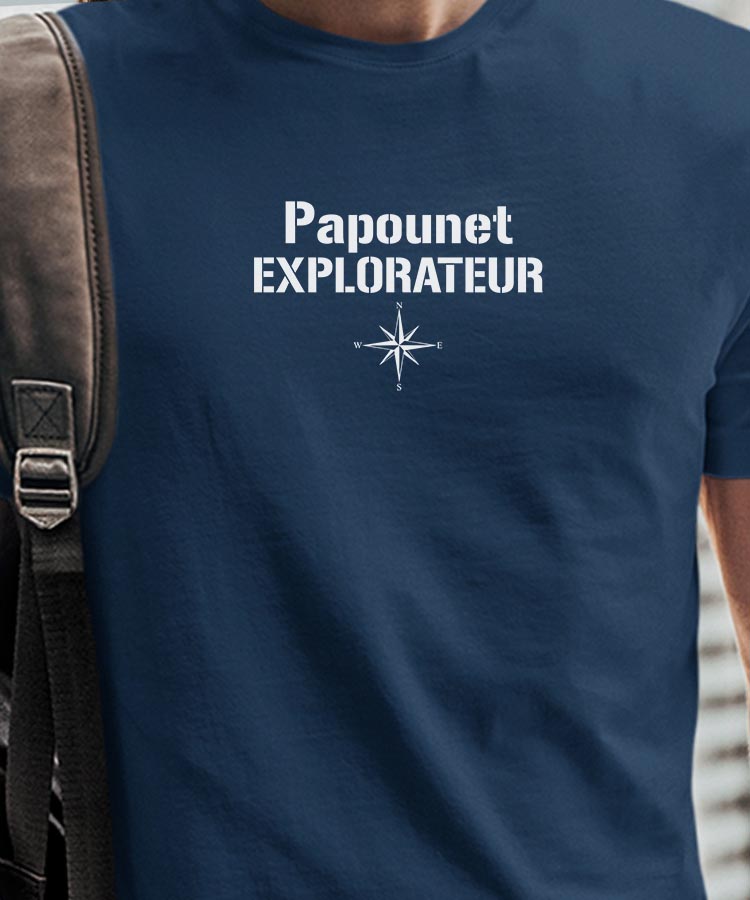 T-Shirt Bleu Marine Papounet explorateur Pour homme-1