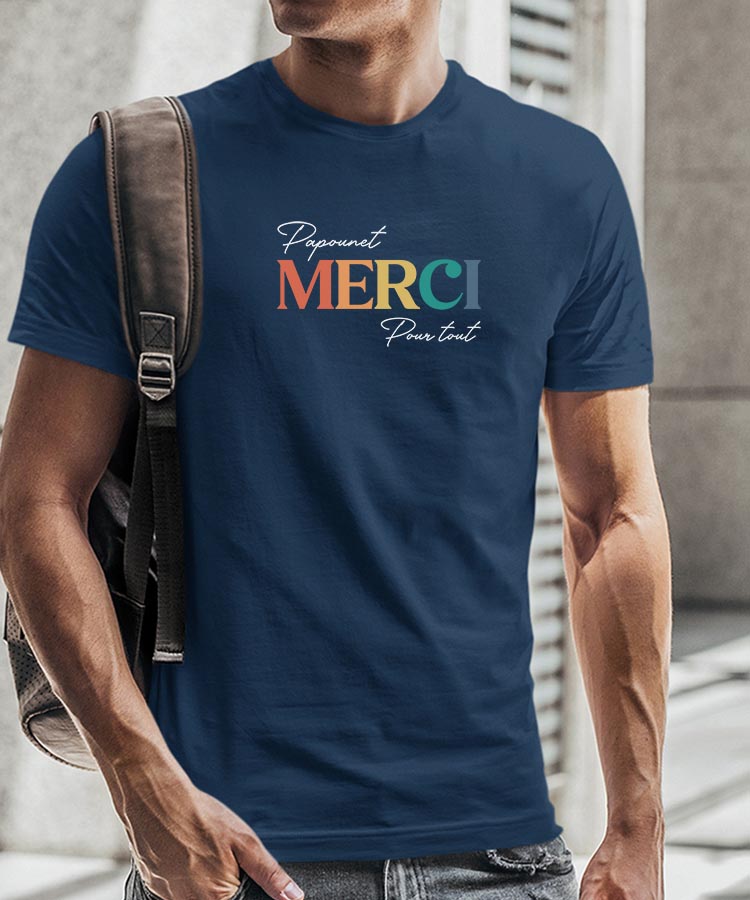 T-Shirt Bleu Marine Papounet merci pour tout Pour homme-2