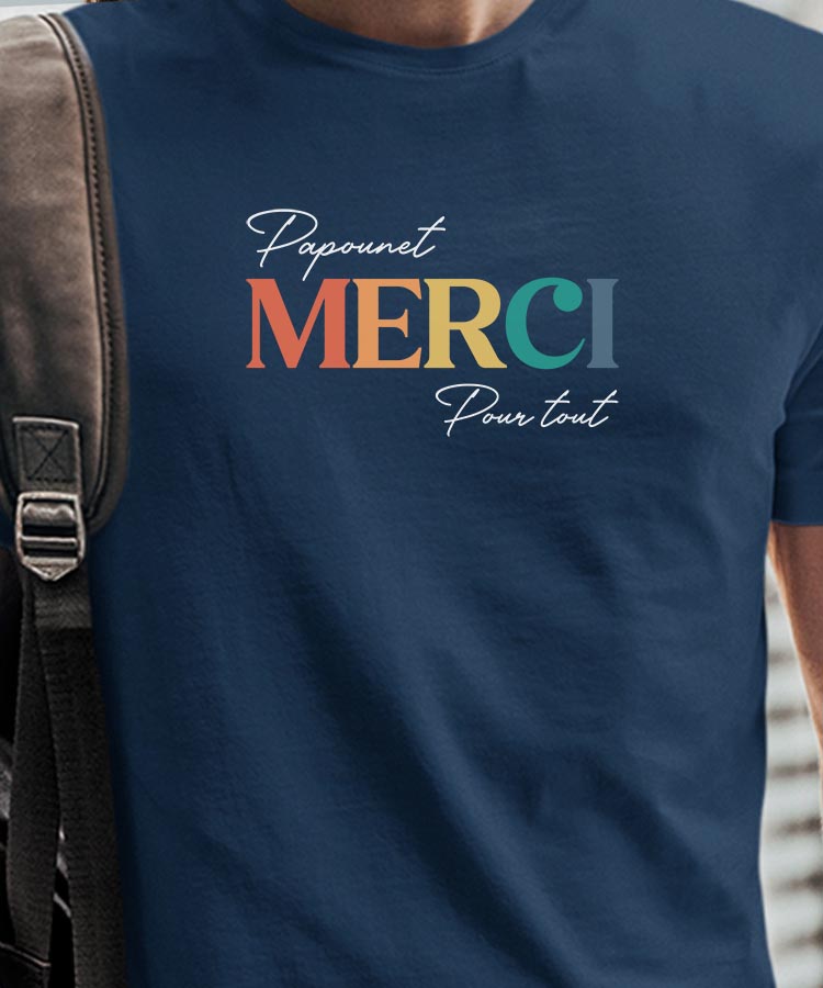 T-Shirt Bleu Marine Papounet merci pour tout Pour homme-1